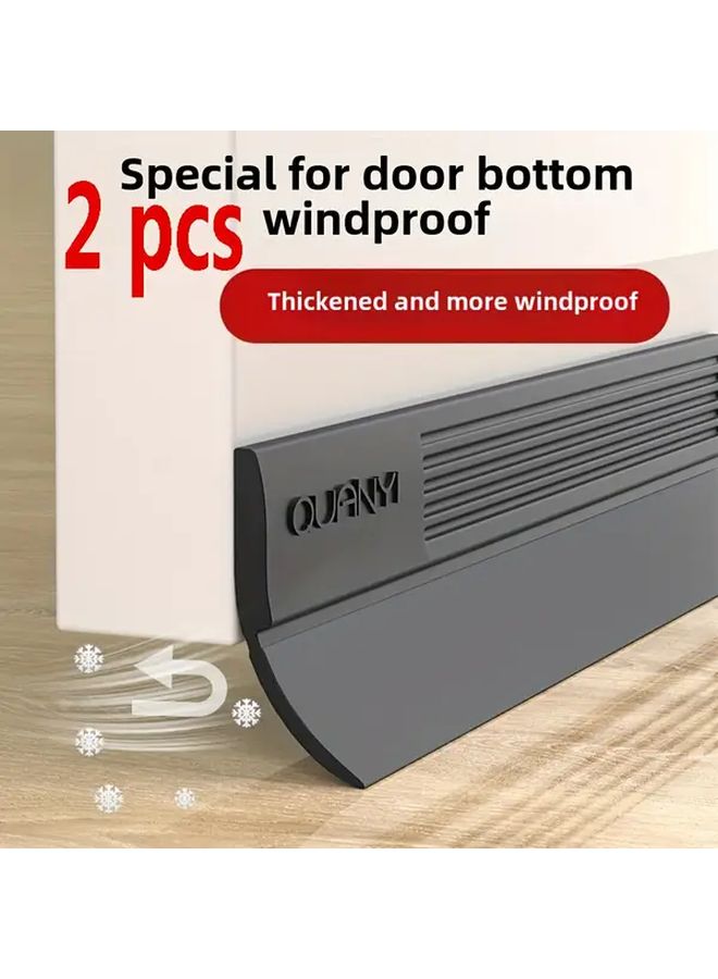 2 Pcs 39.3 Inch TPE Black Weatherproof Door Bottom Seal Strip Soundproof Windproof Insulated Seal For Wooden Glass Doors Blocks Dust Insects Pollen Durable Flexible Home Energy Saving Draft Stopper - Image 1
