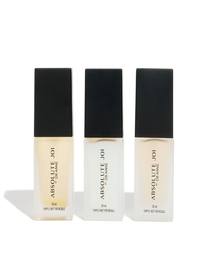 أبسلوتجوي مجموعة التنظيف المزدوج من AbsoluteJOI في عبوات بحجم مناسب للسفر (20 مل) متوافقة مع معايير إدارة أمن النقل الأمريكية. تتضمن ثلاثة منتجات: زيت مزيل للمكياج، غسول رغوي للوجه، وتونر للوجه بخلاصة الصبار. - Image 1