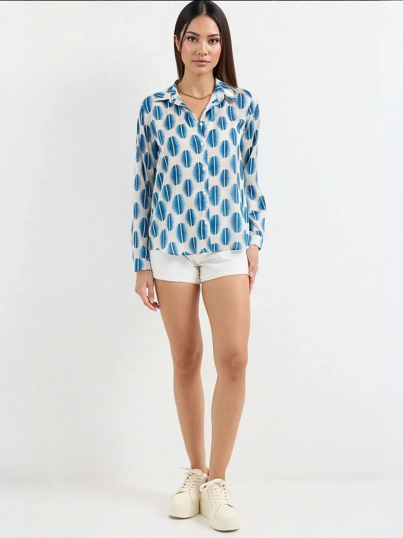 بيغ دارت قميص ساتان بأزرار وأكمام طويلة