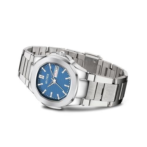 Matrix Octave Day & Date Functioning, Stainless Steel Strap Analog Watch for Men & Boys (Blue) - Image 4