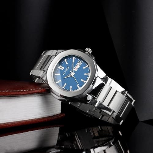 Matrix Octave Day & Date Functioning, Stainless Steel Strap Analog Watch for Men & Boys (Blue) - Image 2