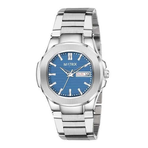 Matrix Octave Day & Date Functioning, Stainless Steel Strap Analog Watch for Men & Boys (Blue) - Image 3