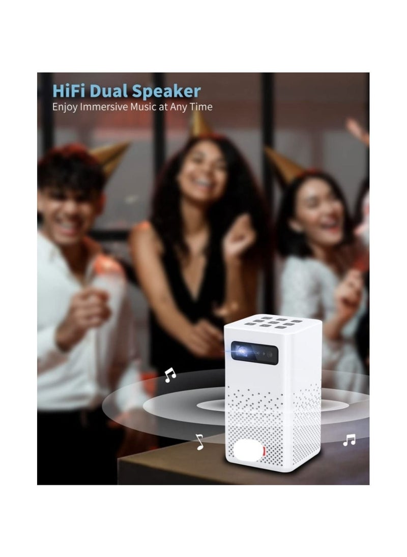 Generic - Mini Portable Projector 3D DLP Projector Built in 7800mAh Battery 200ANSI 1080P HD 4K Support 360 Speaker 120 Picture  4h Video Playtime for Home Outdoor Bluetooth Wifi Projector - Image 1