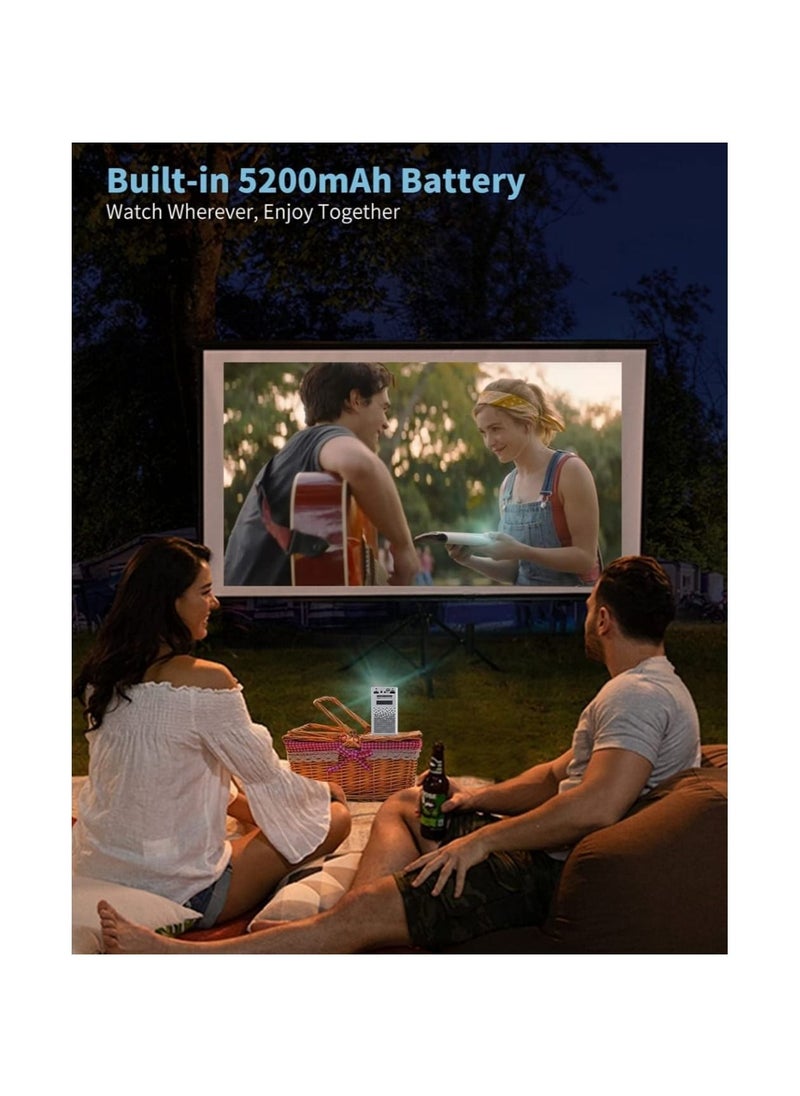 Generic - Mini Portable Projector 3D DLP Projector Built in 7800mAh Battery 200ANSI 1080P HD 4K Support 360 Speaker 120 Picture  4h Video Playtime for Home Outdoor Bluetooth Wifi Projector - Image 1