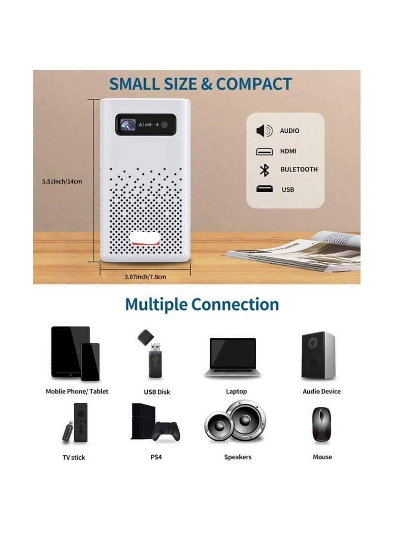 Generic - Mini Portable Projector 3D DLP Projector Built in 7800mAh Battery 200ANSI 1080P HD 4K Support 360 Speaker 120 Picture  4h Video Playtime for Home Outdoor Bluetooth Wifi Projector - Image 1