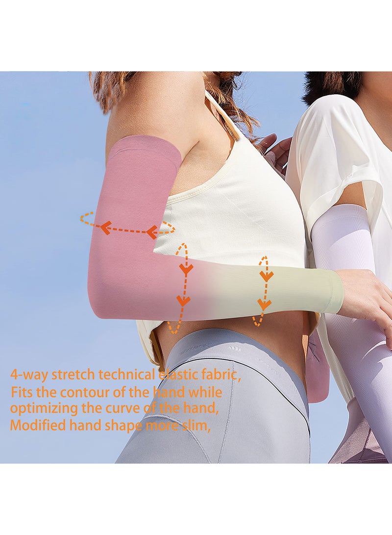 2 Pair UV Protection Cooling Breathable Arm Sleeve Sun Protective Moisture Wicking Gloves with Finger Hole to Cover Arms for Cycling Driving Outdoor Sports for Men Women