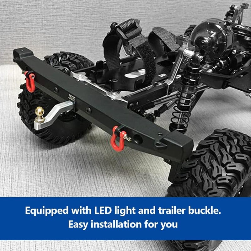 comfrt RC Car Rear Bumper, RC Crawler Metal Rear Bumper with LED Lights for 90046 Car Part - Image 2