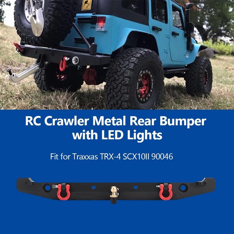 comfrt RC Car Rear Bumper, RC Crawler Metal Rear Bumper with LED Lights for 90046 Car Part - Image 5