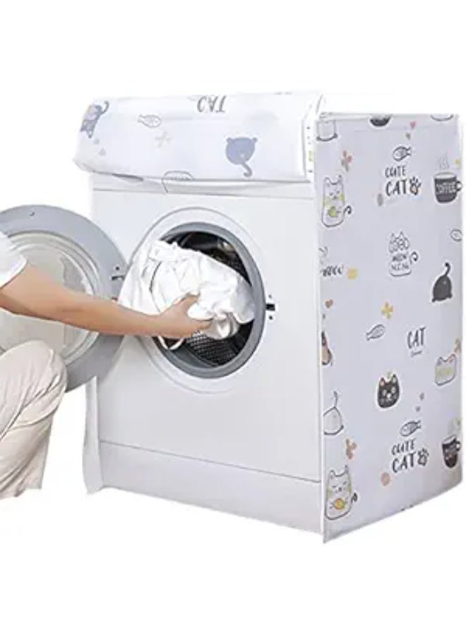 LYNLYN Washing Machine Cover, Waterproof, Dustproof, Sunproof, Durable Fabric with Smooth Zipper and Velcro for Laundry, Kitchen, Home (Style 2) - Image 3