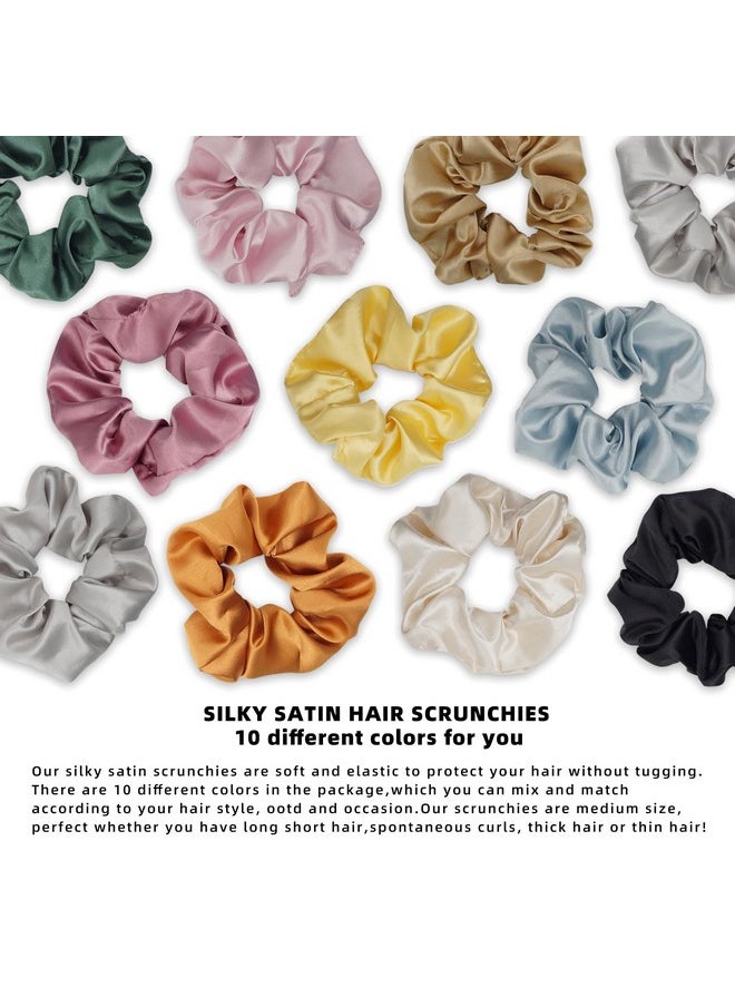 LERSVICVIL 10 Packs Hair Ties Silky Satin Scrunchies For Women Girls Hair Elastic Bands Ponytail Holder Soft Hair Accessories  - Image 2