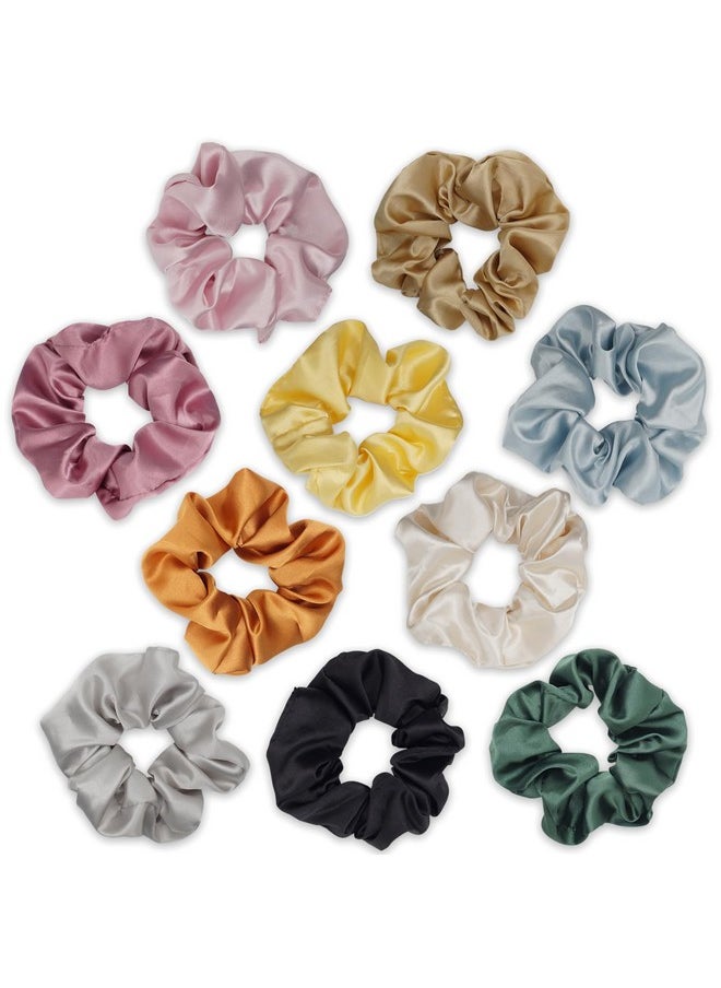LERSVICVIL 10 Packs Hair Ties Silky Satin Scrunchies For Women Girls Hair Elastic Bands Ponytail Holder Soft Hair Accessories  - Image 4