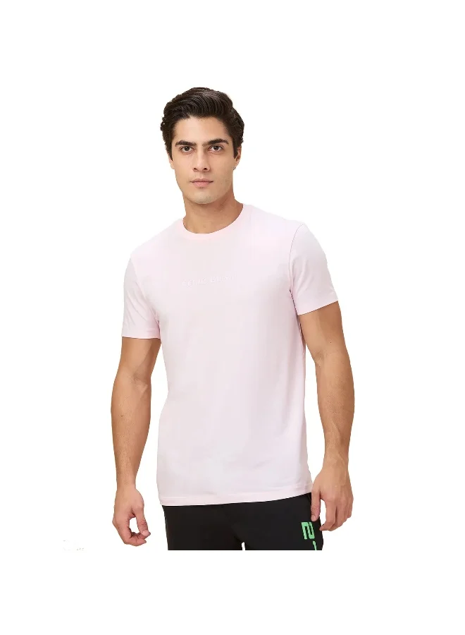 بيينغ هيومان Mens Light Pink Round Neck Short Sleeve T-Shirt
