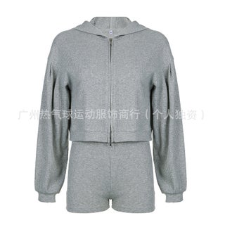 Aloyoga Suit Sweatshirt V Neck Triangle Cup Bra High Waist Tight Shorts Casual Three-Piece Set Knitted Zipper Gray Three-piece Suit - pzsku/Z1FB235A5E858F71305D0Z/45/1746220491/ef471271-9c5d-4132-b08b-9c36591bae2c