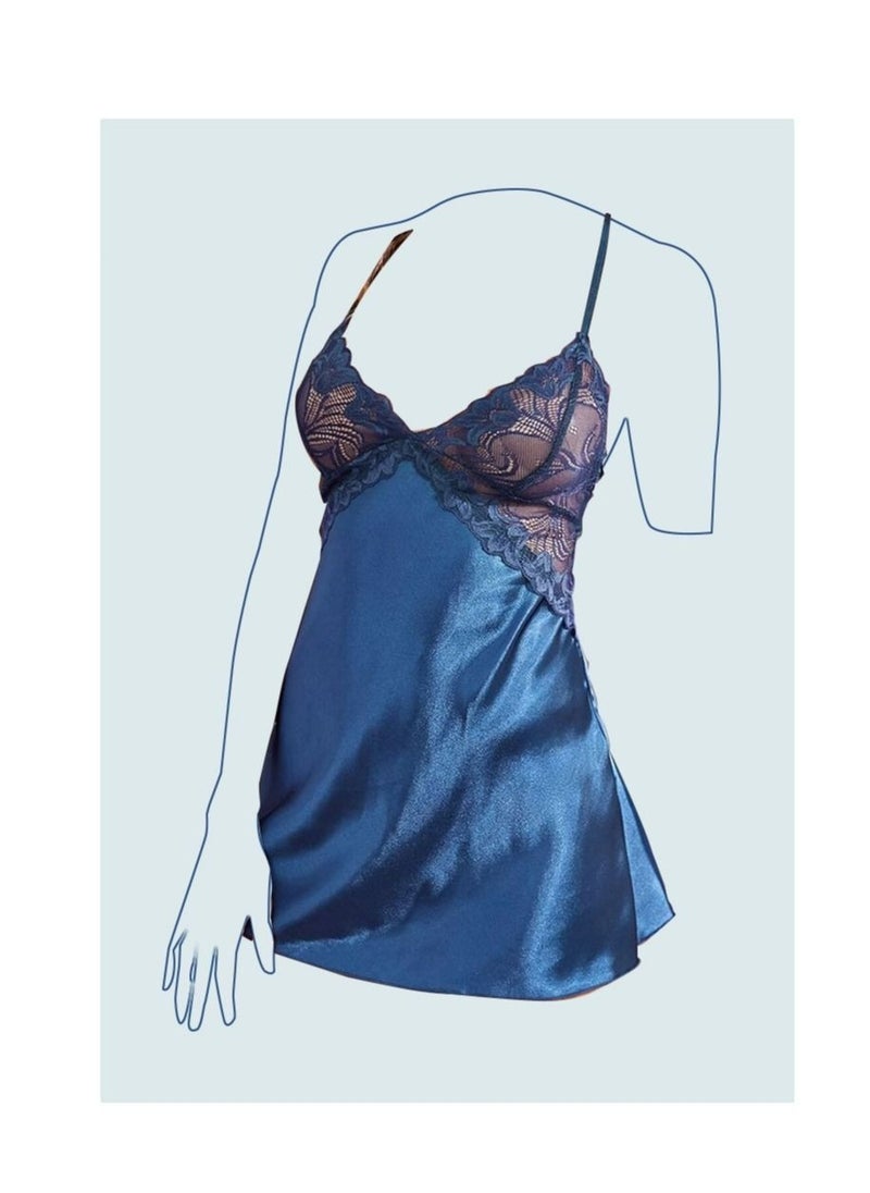 Generic Lace Floral V-Neck Sleeveless Lingerie Nightdress Set for Women  - Image 2