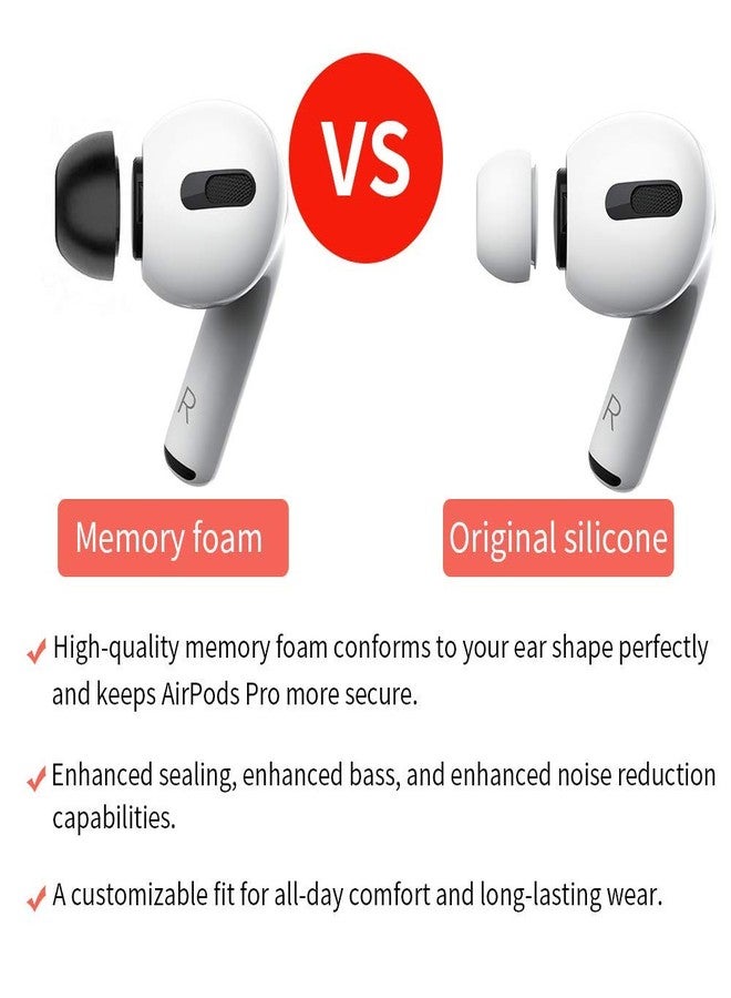 Lanwow Premium Memory Foam Tips for AirPods Pro. No Silicone Eartips Pain. Anti-Slip Eartips. Fit in The Charging Case, 3 Pairs (S/M/L, Black) - Image 5