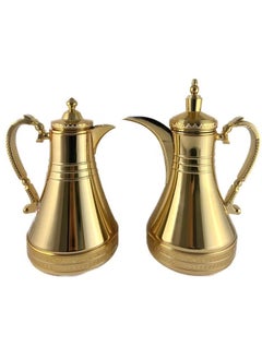 Homemaker Premium 2-Piece Gold Tea & Coffee Flask Set – 0.75L & 1L | Glass Inner, Steel Body | Elegant Design, Long-Lasting Hot & Cold Retention 