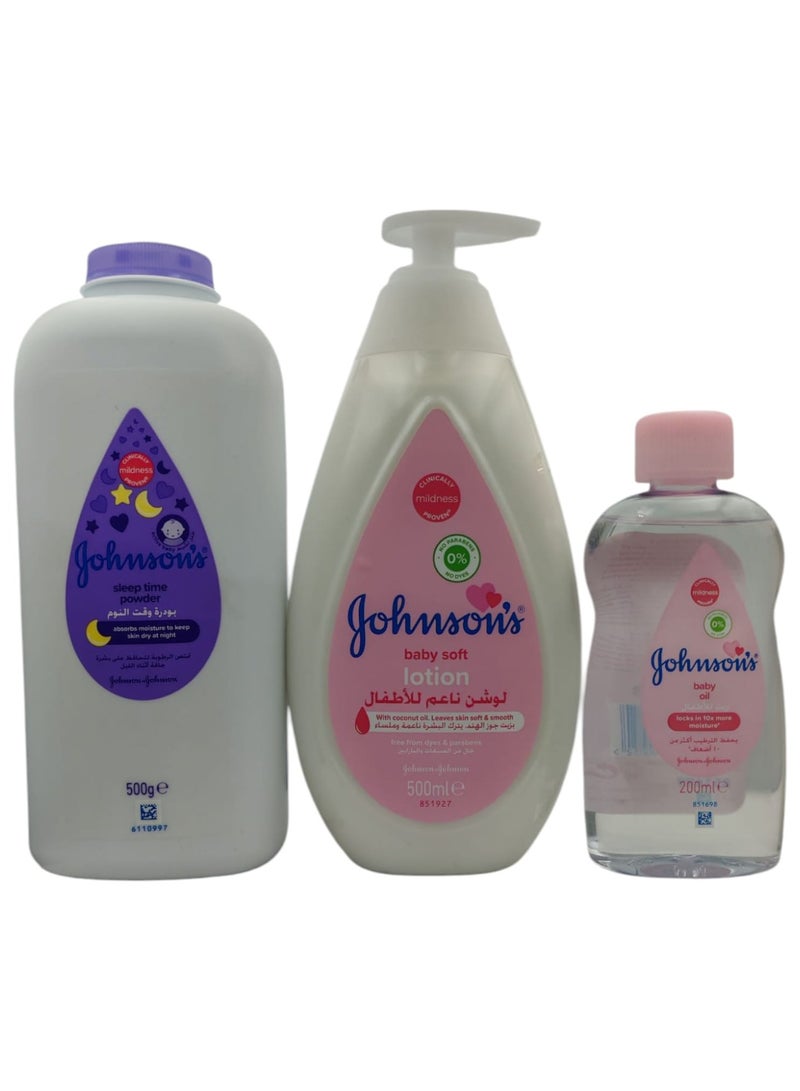Johnson's Baby Johnson'S® Baby Lotion 500ml + Johnson'S Baby Powder Bedtime 500 gm + Johnson'S Baby Oil 200 ml