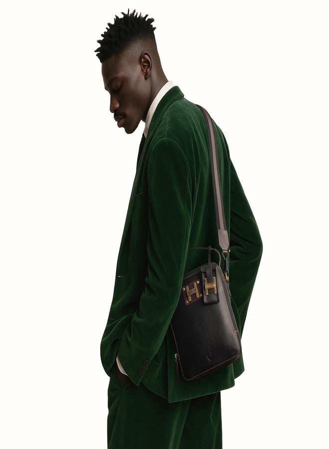 هاي ديزاين حقيبة كروسبودي رجالية من الجلد الطبيعي من هايدساين - Image 2