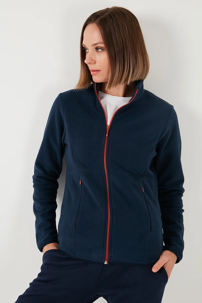 Lela Slim Fit Anti-Pilling Non-Pilling Zippered Polar Fleece Women's Cardigan 5907012