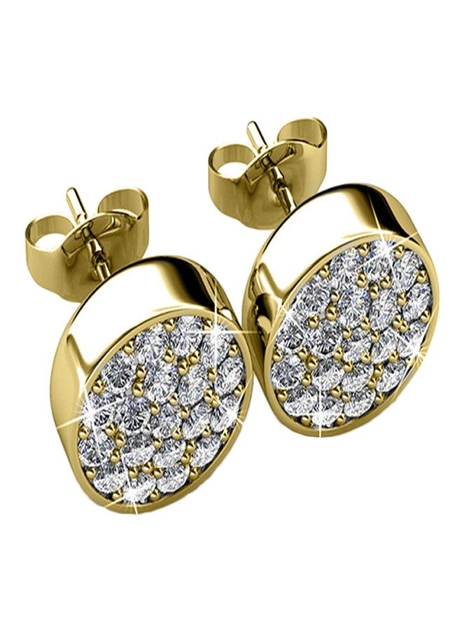 Cate & Chloe Nelly 18k Yellow Gold-Plated Stud Earrings with Round Cut Simulated Diamond Crystals, Hypoallergenic Jewelry for Women, Gift for Her on Christmas, Birthday, Anniversary - Image 1