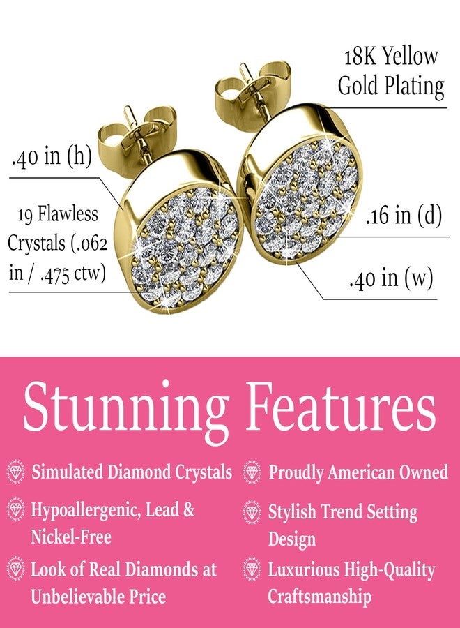 Cate & Chloe Nelly 18k Yellow Gold-Plated Stud Earrings with Round Cut Simulated Diamond Crystals, Hypoallergenic Jewelry for Women, Gift for Her on Christmas, Birthday, Anniversary - Image 2