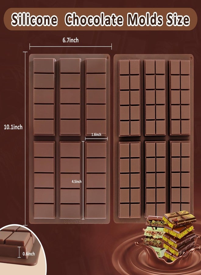 YIFOCUS 2 Pack Silicone Chocolate Bar Molds - Non-Stick Deep Dubai Chocolate Mold for Candy Bars, Pistachio, Homemade Energy,Protein Bars, Homemade Desserts (Reusable, Break Apart Design, Dishwasher Safe) - Image 2
