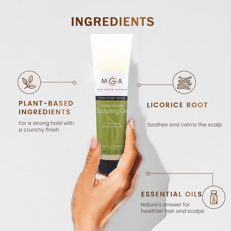 Max Green Alchemy MGA Vegan Sculpting Hair Gel Tube - Extreme Styling Hair Gel for Women & Men | Organic Formula of Styling Products Provide Strong Hold & Lasting Control | Color Safe | 5.5 Ounces - Image 3
