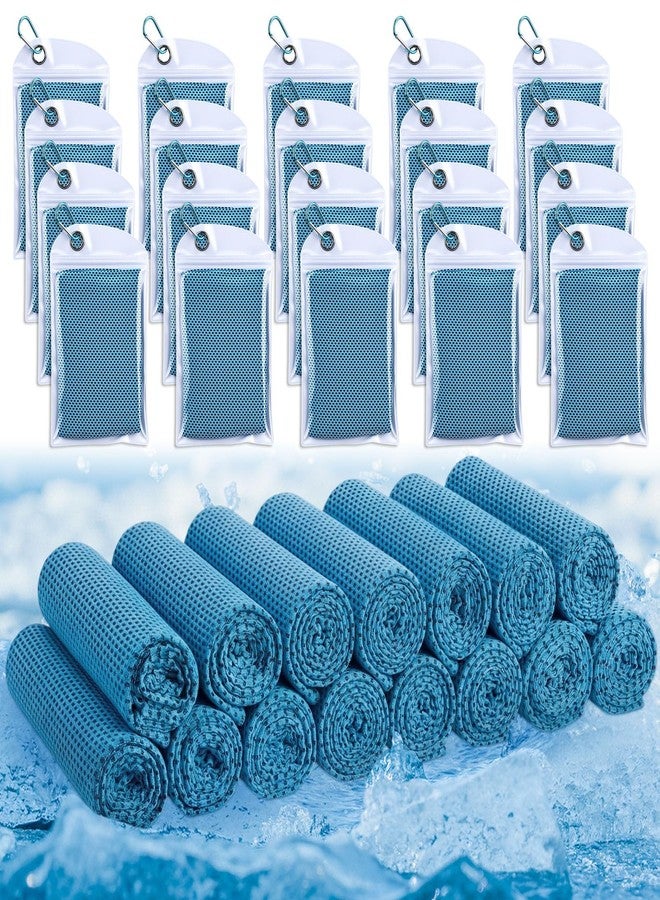 Honoson 20 Pack Cooling Towels Bulk 27 x 16 Inch Ice Breathable Soft Chilly Sweat Rag Cold Towels for Neck and Face for Hot Weather Yoga Gym Sport Running Golf Workout Fitness Camping(Light Blue) - Image 1