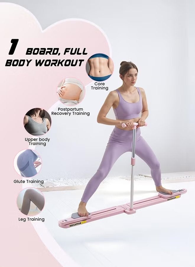 ELTRAZONE Multifunctional Pilates Reformer Machine with Smart Display, Home Pilates Board with Resistance Bands, Full Body Workout Equipment for Strength Training, Core Exercise & Fitness Training Set, Pink - Image 2