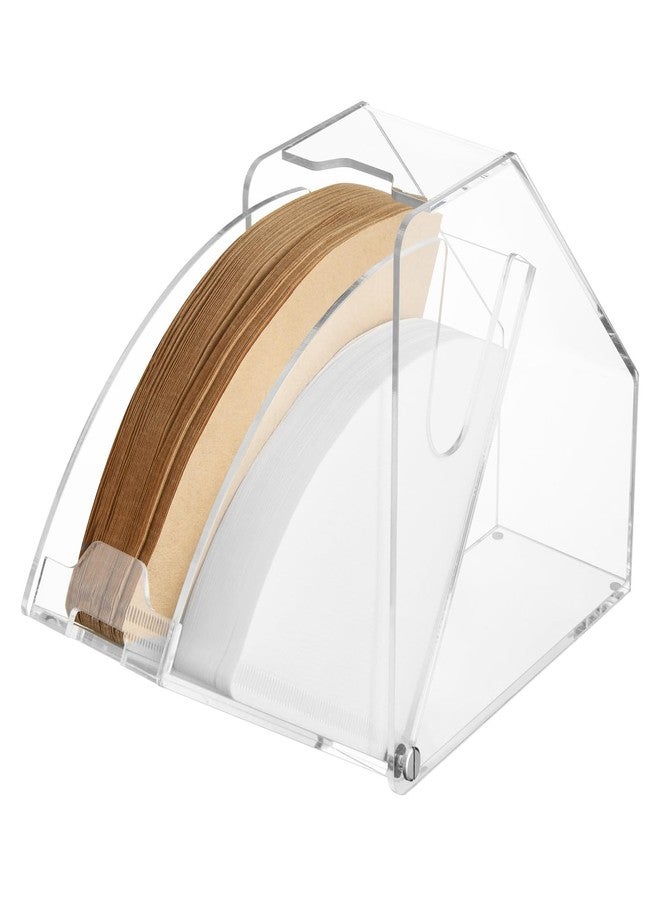 Homakover Coffee Filter Holder With Lid - Acrylic Paper Dispenser Rack Storage Box Organizer, Damp-proof Fit #1234 Cone & V60 Filters for Coffee Shop Office Counter (Clear) - Image 1