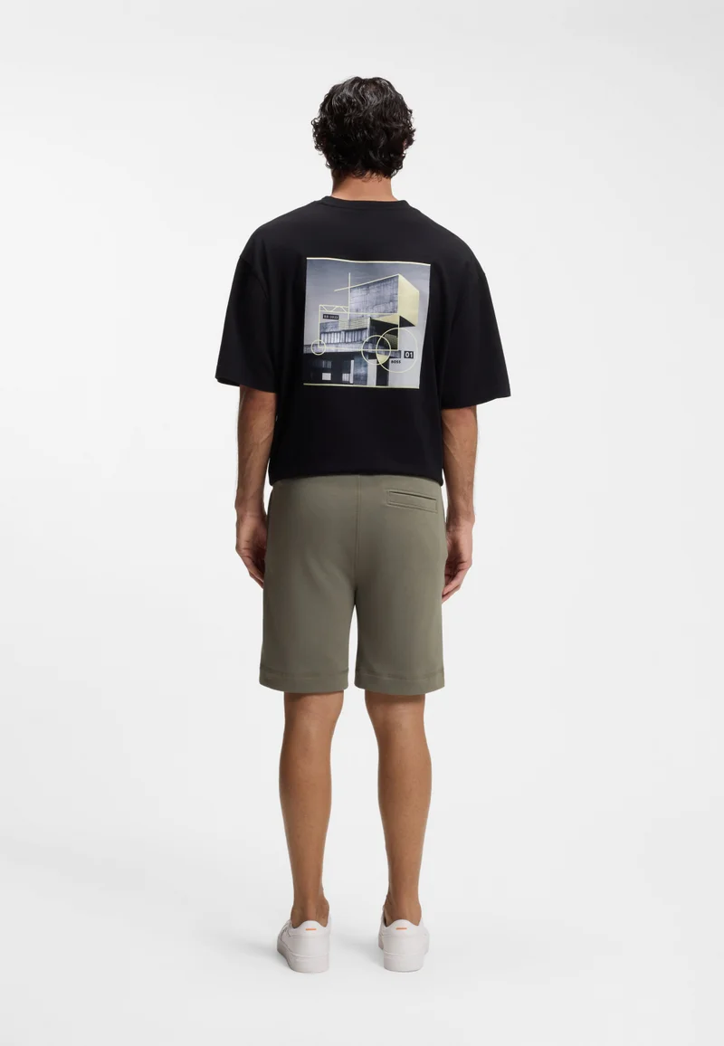 BOSS Cotton-terry shorts with logo patch