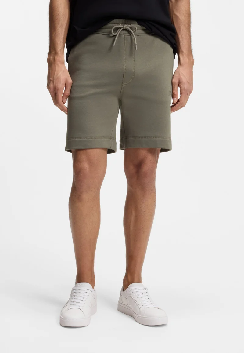 BOSS Cotton-terry shorts with logo patch