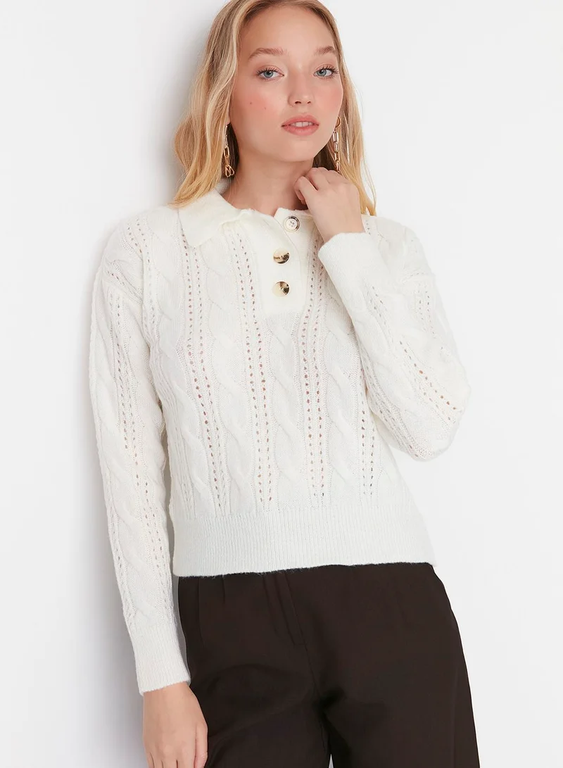 trendyol Openwork Button Detail Sweater