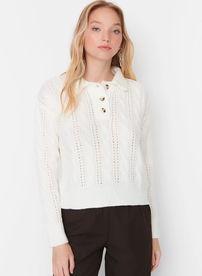 trendyol Openwork Button Detail Sweater
