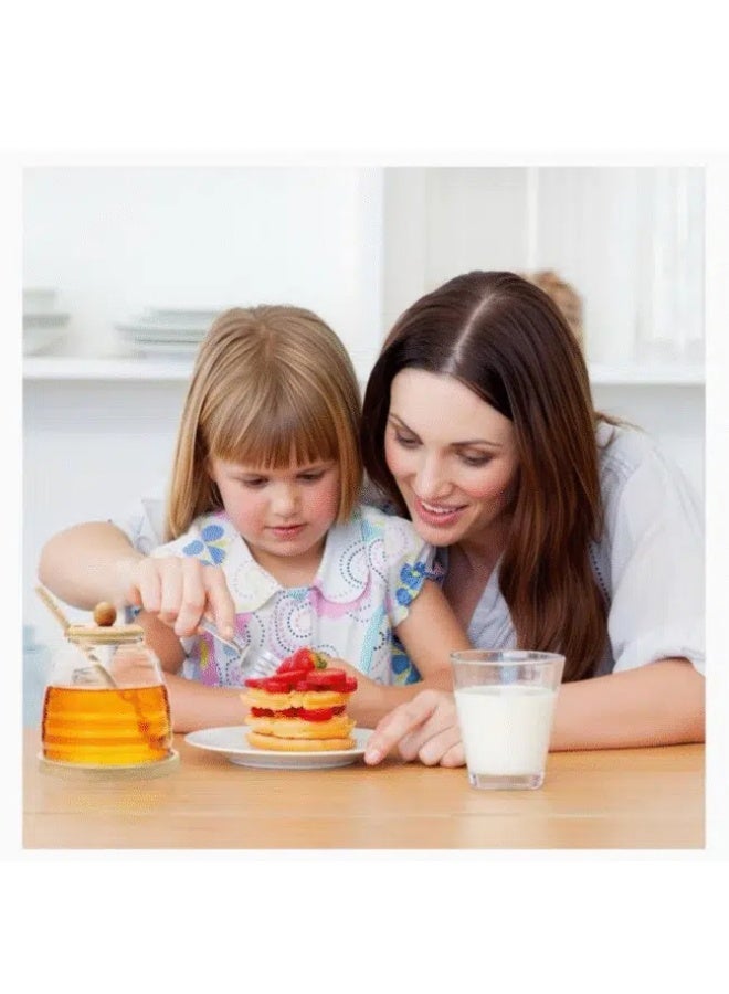 Glass Honey Jar With Wooden Spoon and Coaster, Cute Bee Decoration 500ml - Image 5