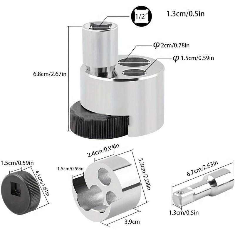 Silvery Heavy Duty Bolt Nut Extractor Tool Adjustable Ratchet 1.4 To 3.4 Inch Drive For 6mm To 19mm Studs - Image 2