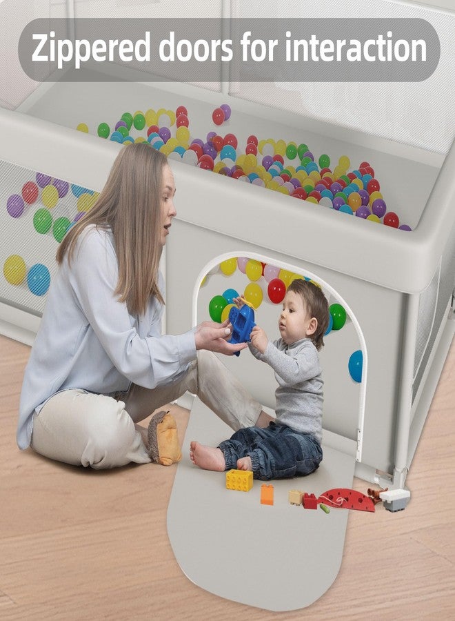 Hiaksedt 65 x 50 Inch Baby Playpen with Mat, PlayPen for Babies and Toddlers, Sturdy Safety Play Yard for Indoor & Outdoor with Zipper Gates - Image 3
