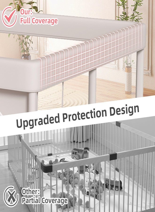 Hiaksedt 65 x 50 Inch Baby Playpen with Mat, PlayPen for Babies and Toddlers, Sturdy Safety Play Yard for Indoor & Outdoor with Zipper Gates - Image 4