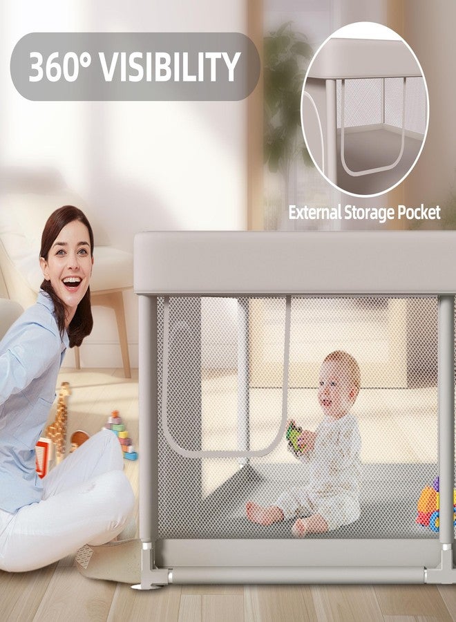 Hiaksedt 65 x 50 Inch Baby Playpen with Mat, PlayPen for Babies and Toddlers, Sturdy Safety Play Yard for Indoor & Outdoor with Zipper Gates - Image 5