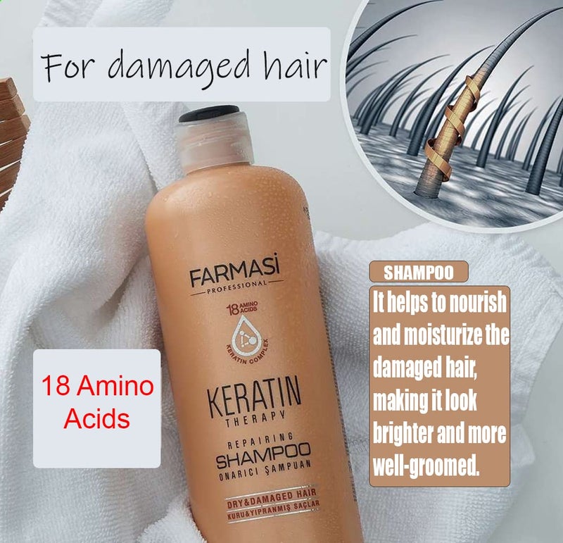 FARMASi Keratin Theraphy Repairing Shampoo for Dry and Damaged Hair 360 ml, 12.2 fl.oz - Image 4