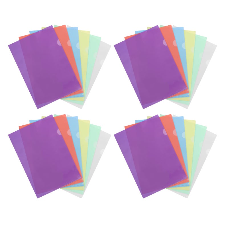 24Pcs Waterproof L Shaped File Folders Assorted Color Plastic Document Sleeves for Home Organization - Image 5