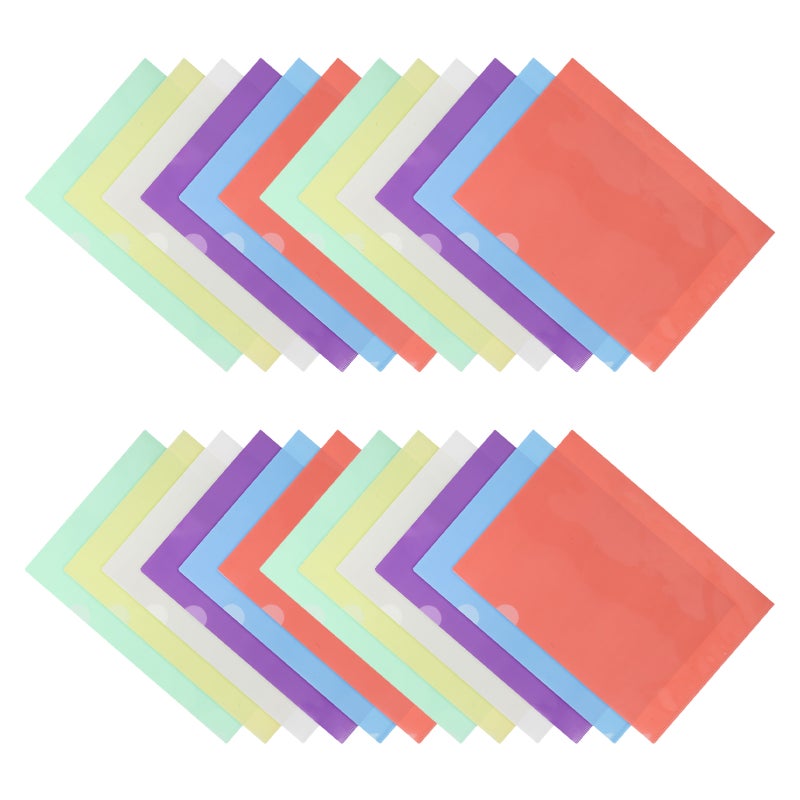 24Pcs Waterproof L Shaped File Folders Assorted Color Plastic Document Sleeves for Home Organization - Image 4
