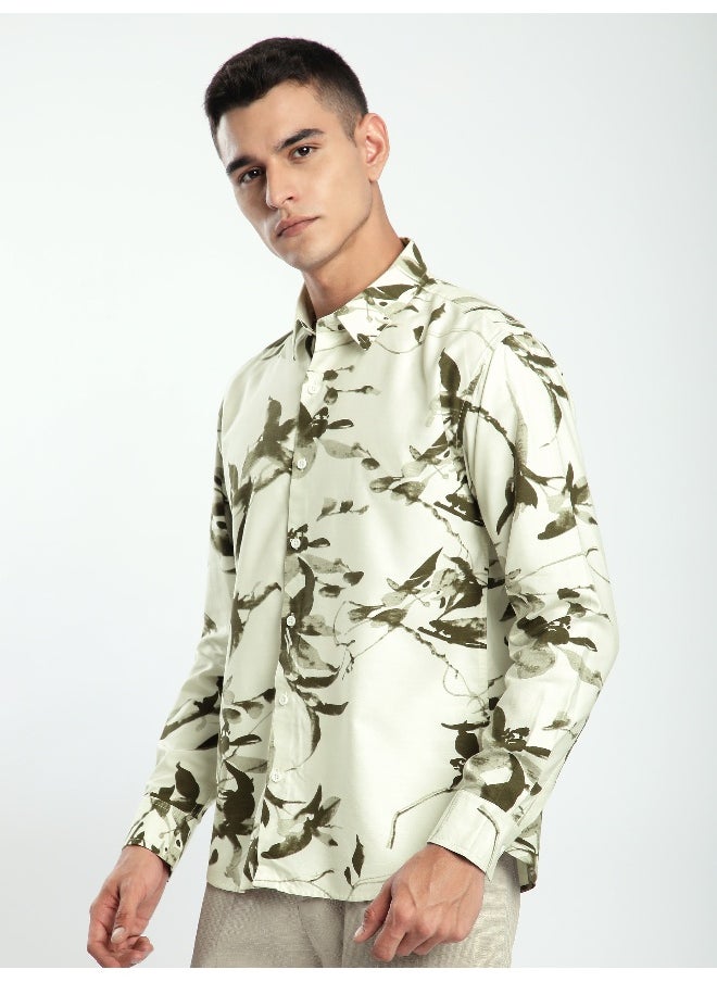 Beyoung Off White Abstract Floral Printed Shirt  - Image 1