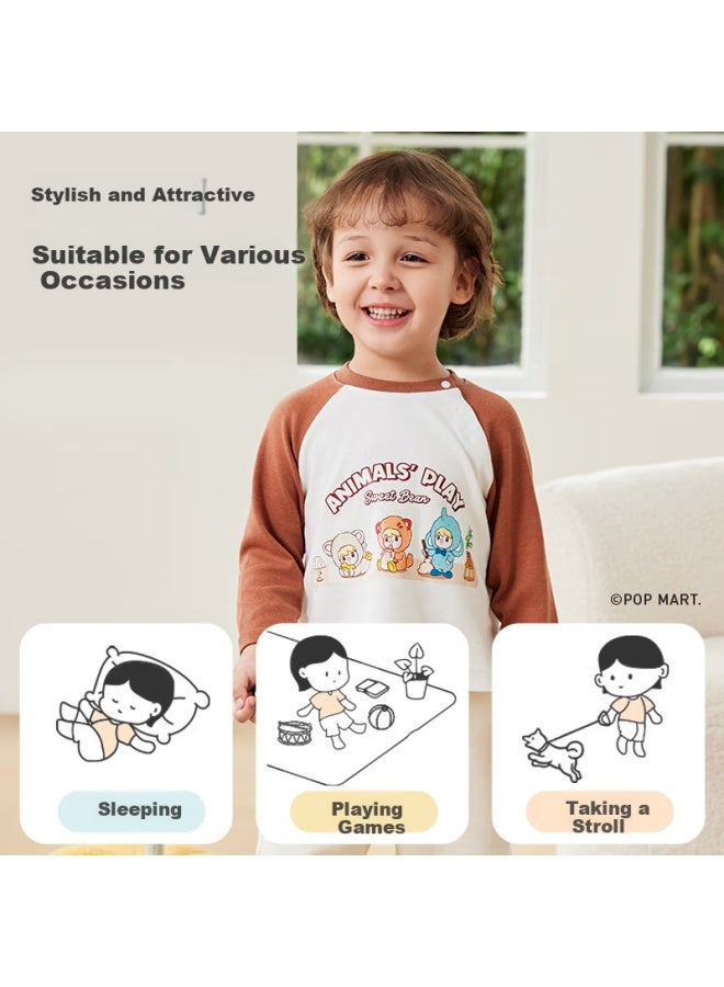 Ibaby/english Baby Bubble Mate Collaboration Children's Long-sleeve T-shirt, Cartoon Print Undershirt For Boys And Girls, Big Kids - Image 3