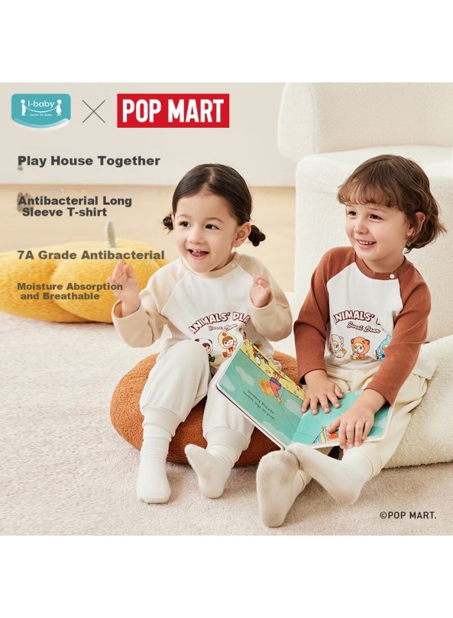 Ibaby/english Baby Bubble Mate Collaboration Children's Long-sleeve T-shirt, Cartoon Print Undershirt For Boys And Girls, Big Kids - Image 1