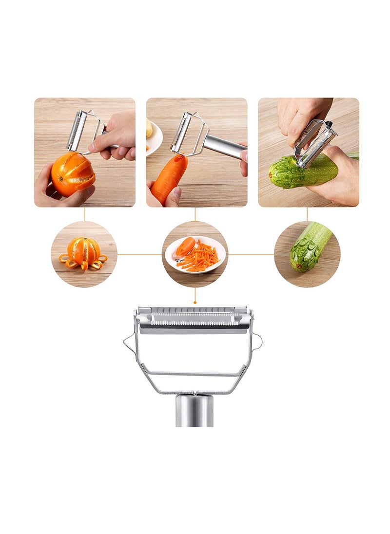 SYOSI - Peeler Stainless Steel Cutter Slicer for Carrot Potato Melon Gadget Vegetable Fruit Steel Peeler Double Sided Blade Multi-functional Vegetable Cutter and Fruit Slicer Dual Blade for Kitchen - Image 1
