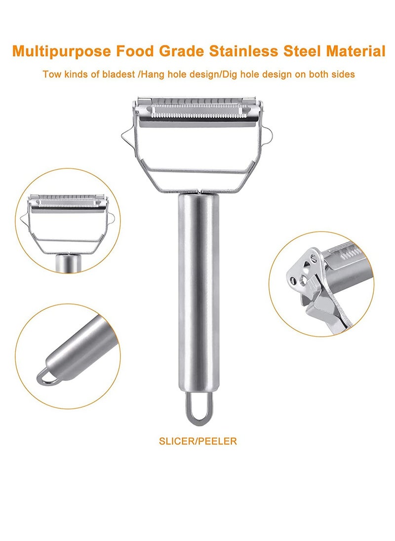 SYOSI - Peeler Stainless Steel Cutter Slicer for Carrot Potato Melon Gadget Vegetable Fruit Steel Peeler Double Sided Blade Multi-functional Vegetable Cutter and Fruit Slicer Dual Blade for Kitchen - Image 1