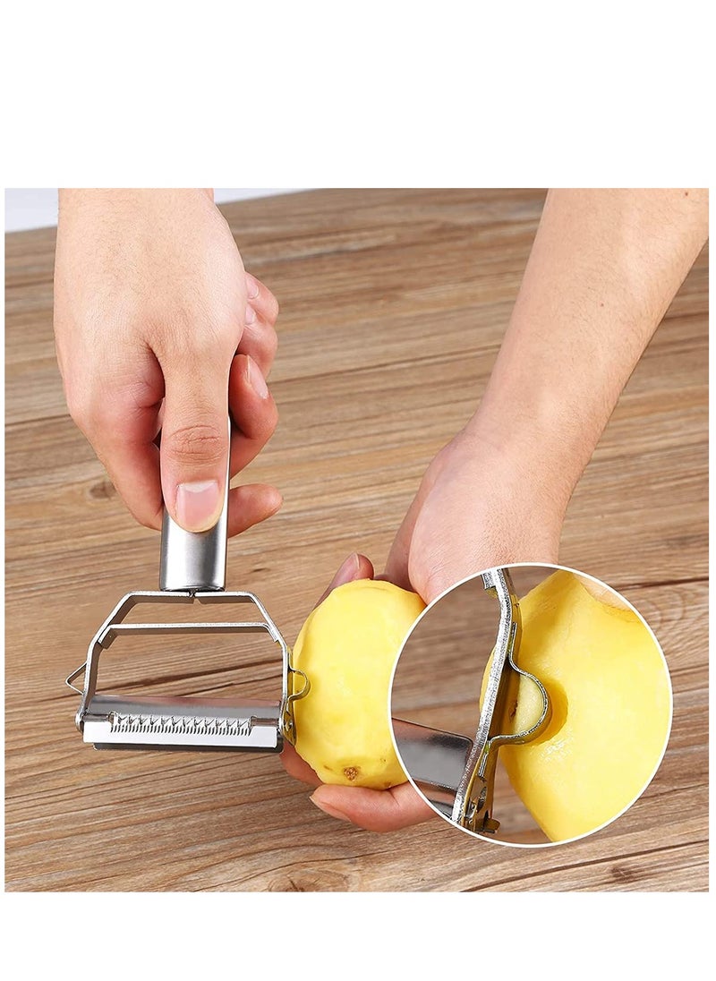 SYOSI - Peeler Stainless Steel Cutter Slicer for Carrot Potato Melon Gadget Vegetable Fruit Steel Peeler Double Sided Blade Multi-functional Vegetable Cutter and Fruit Slicer Dual Blade for Kitchen - Image 1