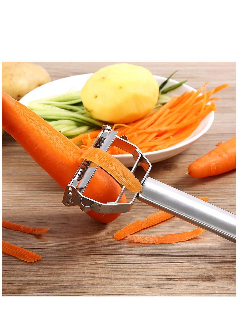 SYOSI - Peeler Stainless Steel Cutter Slicer for Carrot Potato Melon Gadget Vegetable Fruit Steel Peeler Double Sided Blade Multi-functional Vegetable Cutter and Fruit Slicer Dual Blade for Kitchen - Image 1