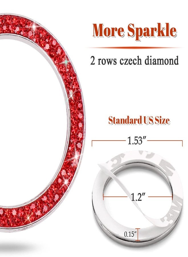 ToBeQueen Red Push Start Button Cover Ring, Interior Crystal Diamond Rhinestone Engine Start Ring Emblem Sticker, Red Glitter Car Accessories for Women, Red - Image 4